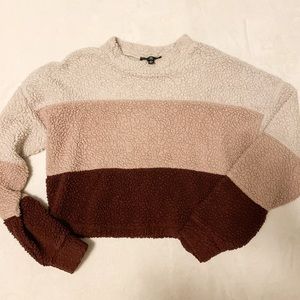 Terry Fuzzy Color Block Sweatshirt